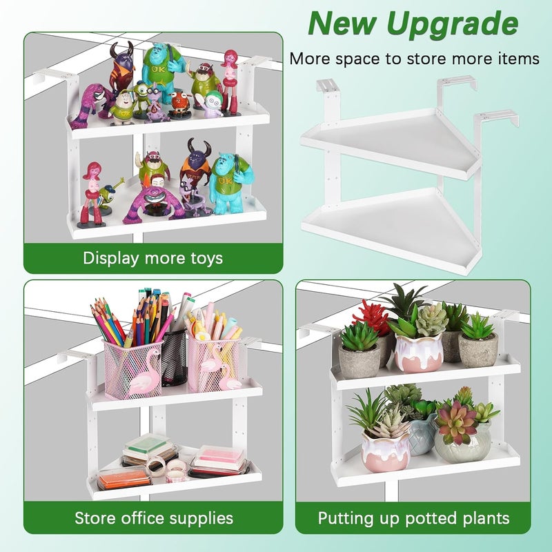 Olpchee Office Cubicle Shelf - Height Adjustable Corner Shelf with Adjustable Hooks - Image 4